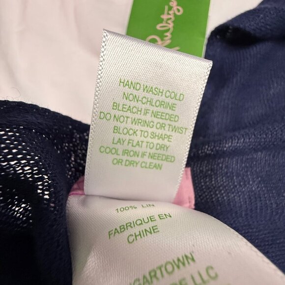 Lilly Pulitzer Myra Cardigan L/XL True Navy 100% Linen NWT - Picture 6 of 8